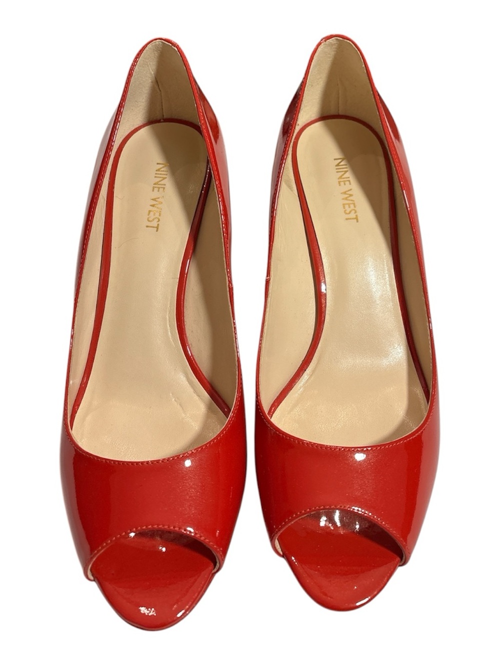 Nine West Red Patent Peep-Toe Heels